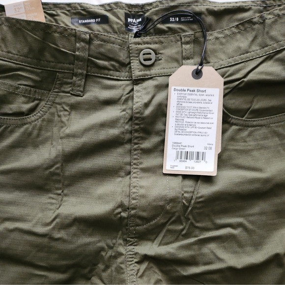 prAna Double Peak  Shorts Mens 32‎  8" Inseam Green NWT - Picture 1 of 3